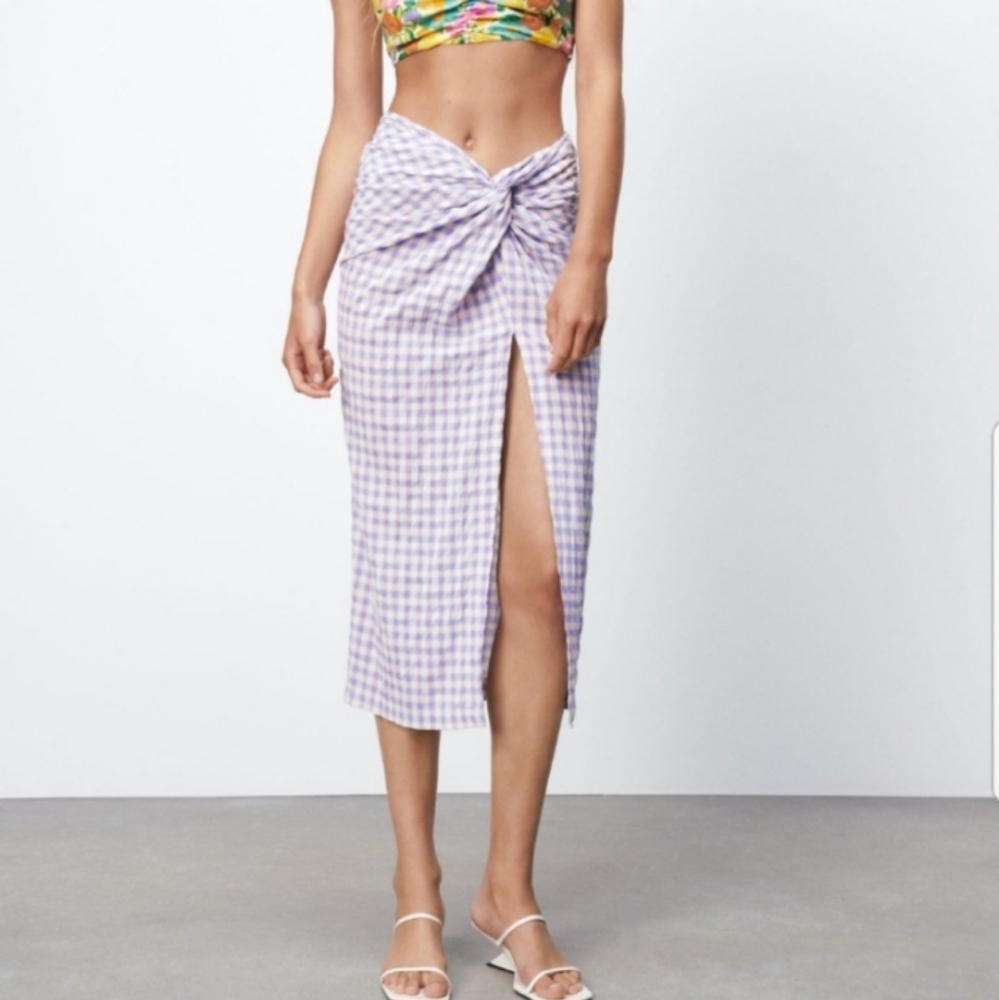 Zara Gingham lilac skirt